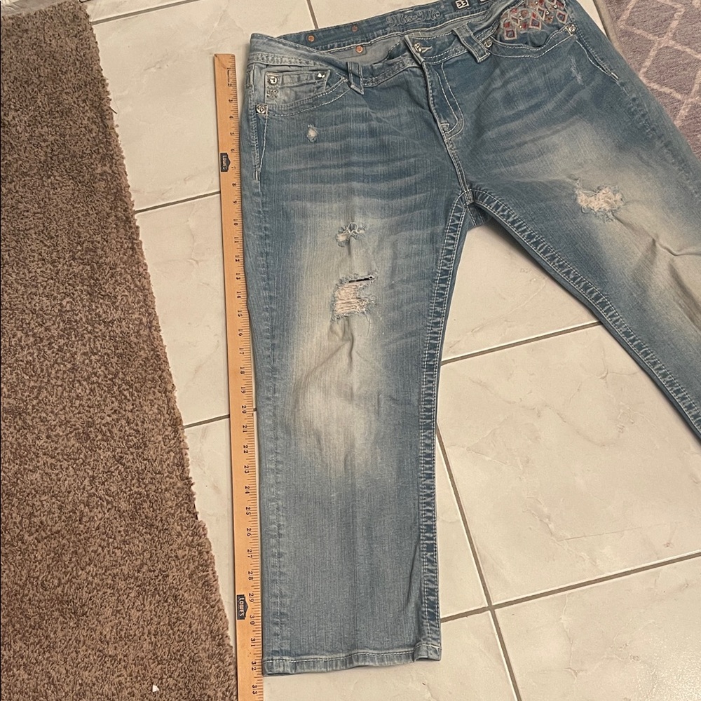 Miss Me Distressed Light Blue Relaxed Jeans - Picture 3 of 5